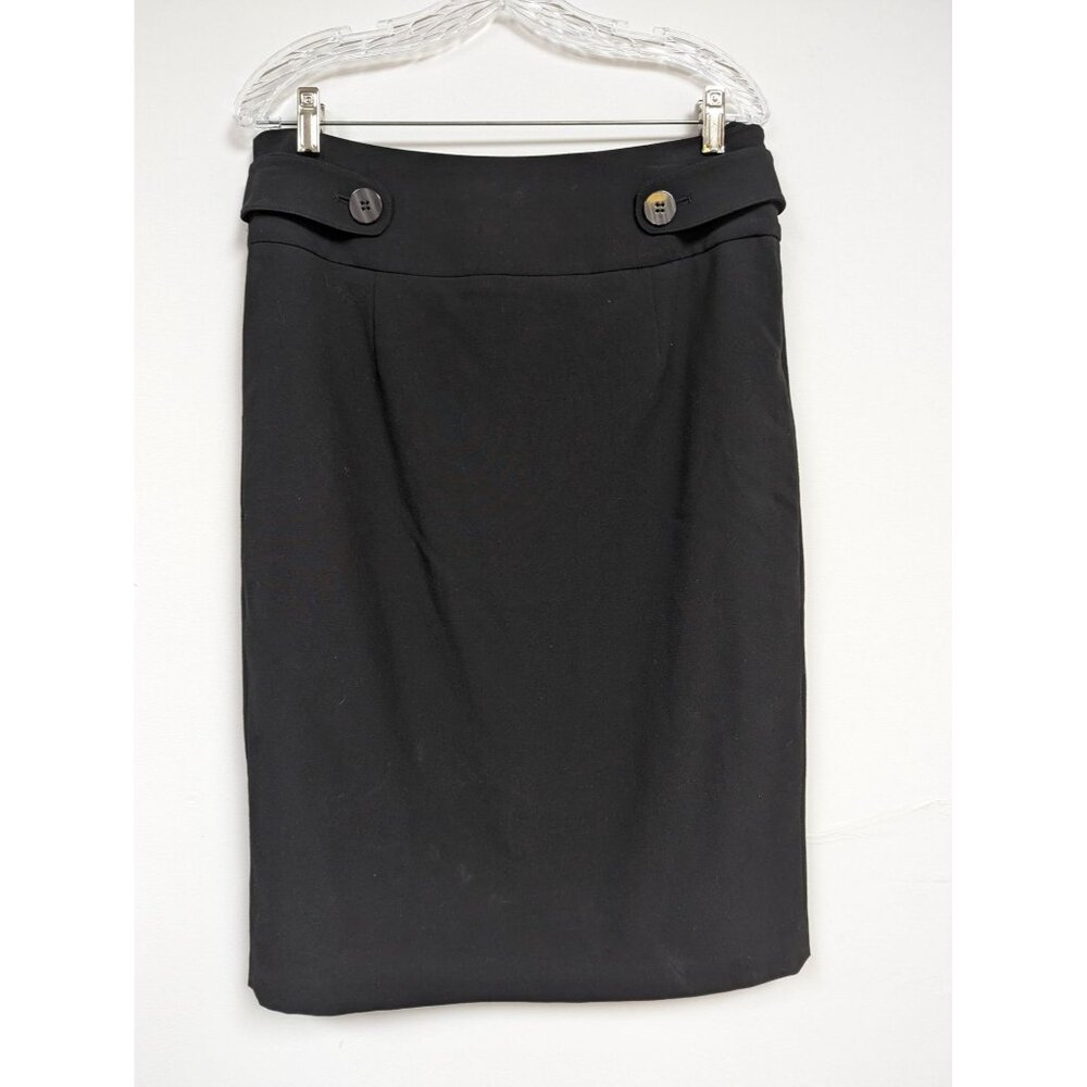 Sharon Young Stretch Black Straight Skirt Size 8 Zipper Slit Womens